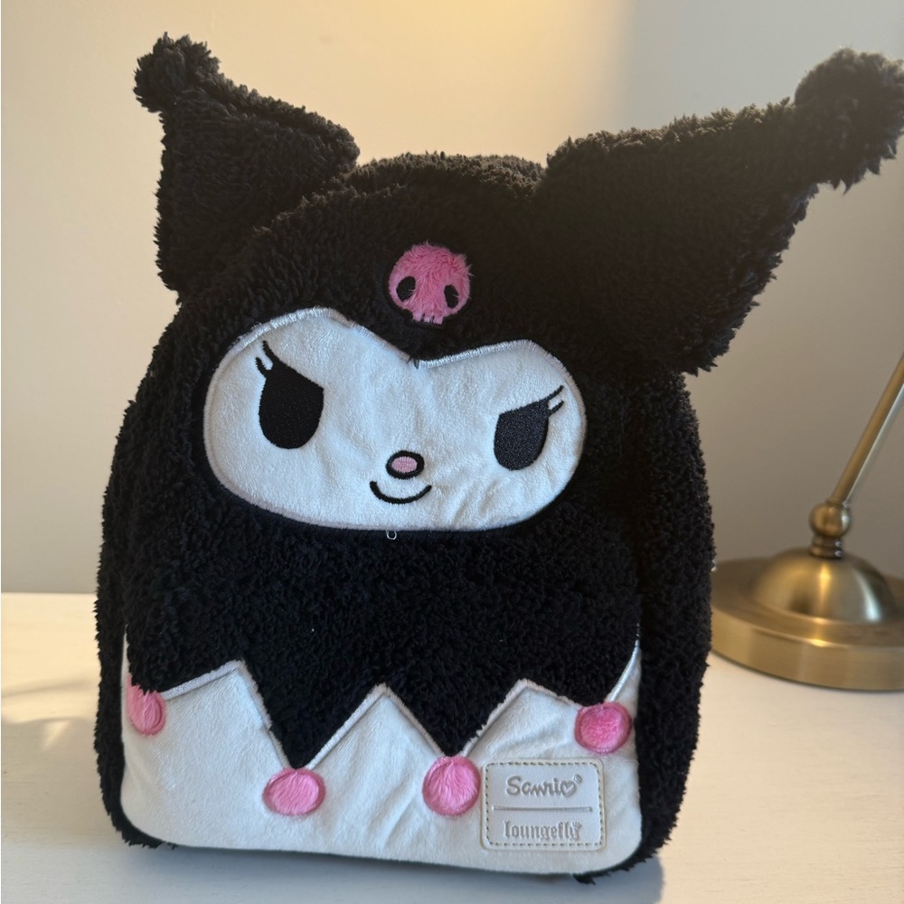 Loungefly Black and White Kuromi Plush Bagpack